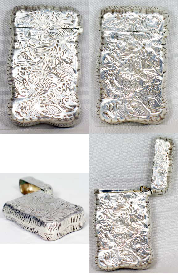 STERLING FISH MOTIF MATCH SAFE C.1900'S