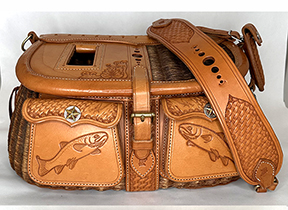 Creel with flask and pocket knife