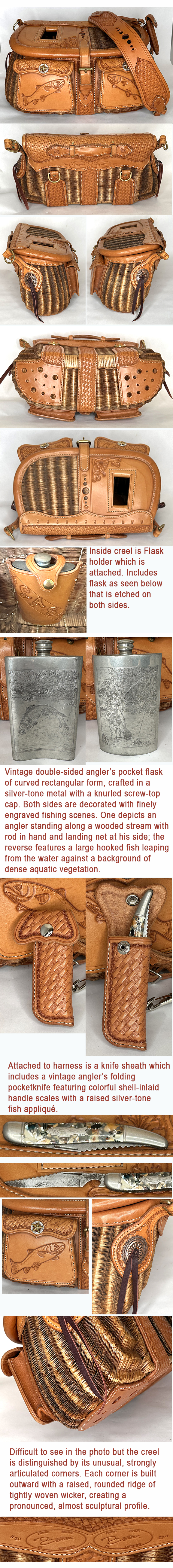 Creel with flask and pocket knife